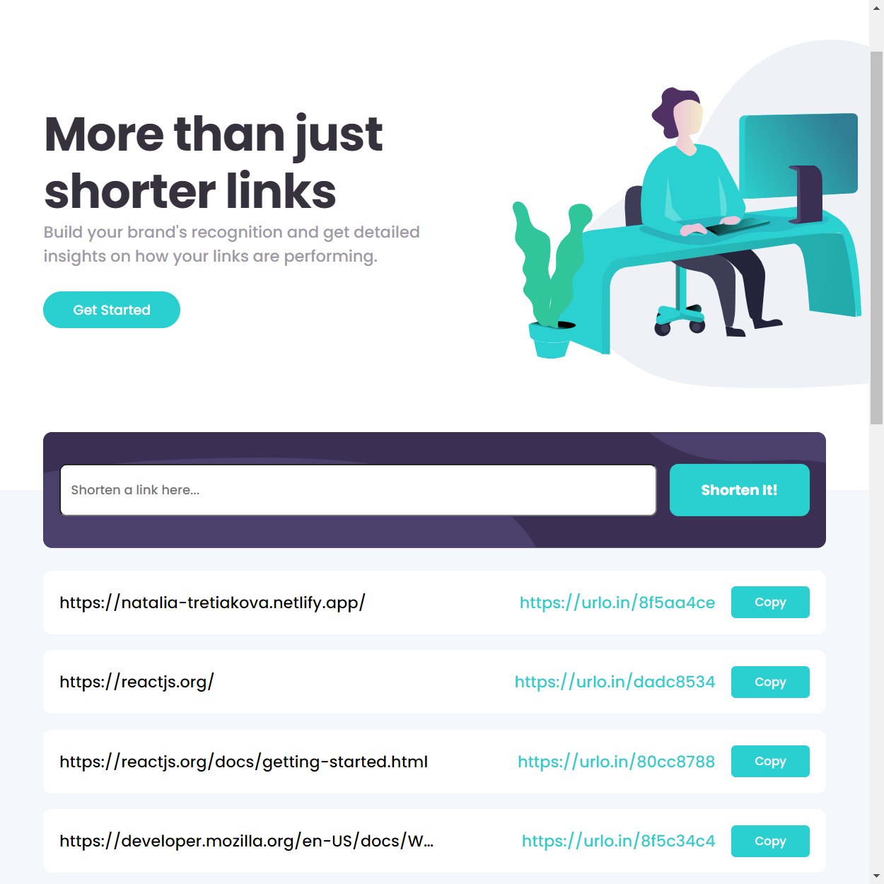 URL Shortener web app